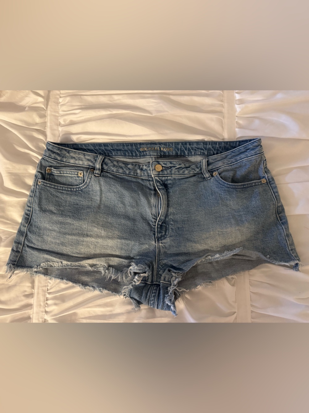 Michael Kors Light Blue Denim Shorts with Branded Waistband